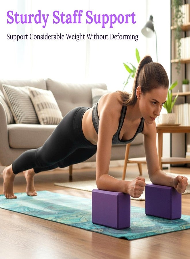 Caeuiciw 4 Pcs Yoga Blocks 9 x 6 x 3.15 Inch Eva Foam Lightweight Non Slip Yoga Props for Pilates Stretching and Meditation Exercise Blocks Lightweight Yoga Essentials - Image 4