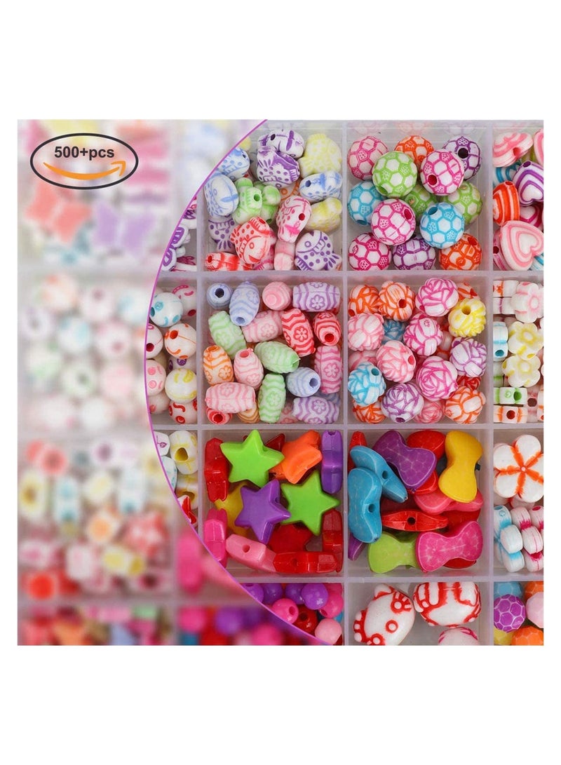 Excefore DIY Bead Set, 550+pcs Children Pop Beads for Making Necklace Bracelet Ring, Art Craft & Jewellery Making Kit for Kids Girls Age 4 5 6 7 8, 24 Types  - Image 2