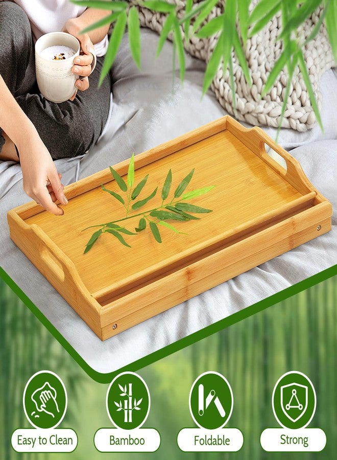 Lesnople Tray Table for Bed, Bamboo Breakfast Tray with Folding Legs and Handles, Natural Color Bed Tray with Media Slot, Ideal for Eating, Serving or Working in Kitchen, Sofa or Bedroom - Image 5