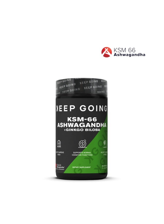 KEEP GOING أشواغندا + جينكو بيلوبا 60 كبسولة - 30 جرعة - Image 1