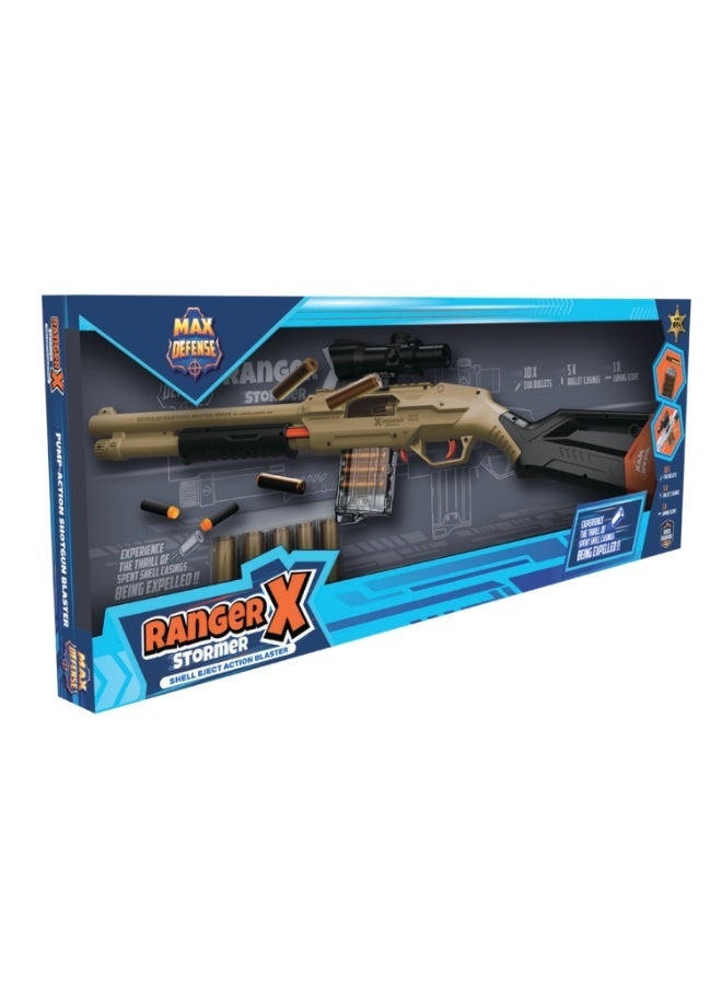 Max Defense Stormer Shell Eject Action Blaster | 10X Eva Bullets | 5X Bullet Casting |1X Aiming Scope | Age 6+ Max Defense - Image 2