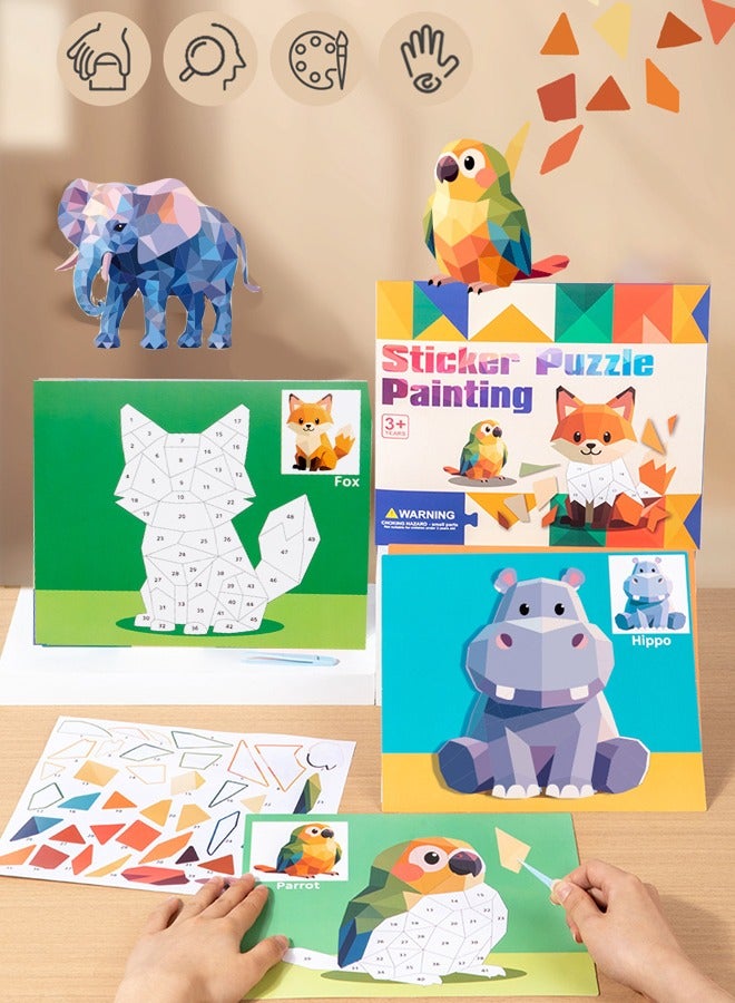 8 Pack 3D Collage for Kids，Puzzles Stickers Toys，Educational Toys, Creative Animal Pattern Toy, Ideal Gift for Kids - Image 1