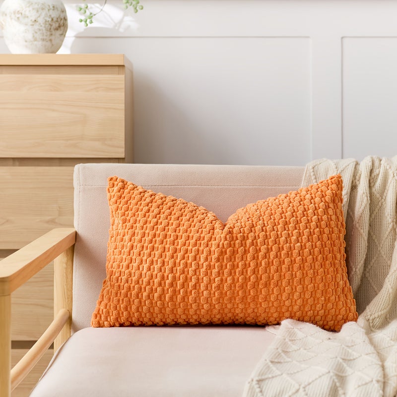 2pcs Ginger Corduroy Bubble Pillowcase Set 20x28 Inch Concealed Zipper Soft Skin Friendly Fabric Double Sided Use Machine Washable For Sofa Bedroom Car Holiday Decor Pillow Insert Not Included - Image 1