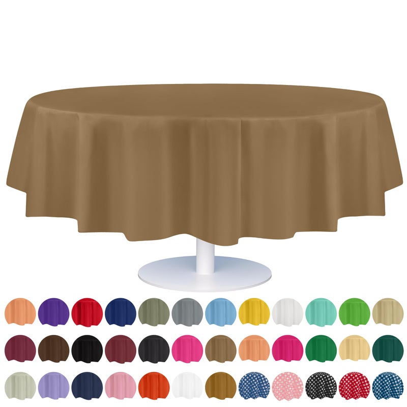 Grandipity Gold Plastic Table Cloth Disposable 6 Pk 84in Round Tablecloth Premium Party Table Cloths Disposable  Perfect Table Cloth Round Cover for Any Table Up to 6 Feet