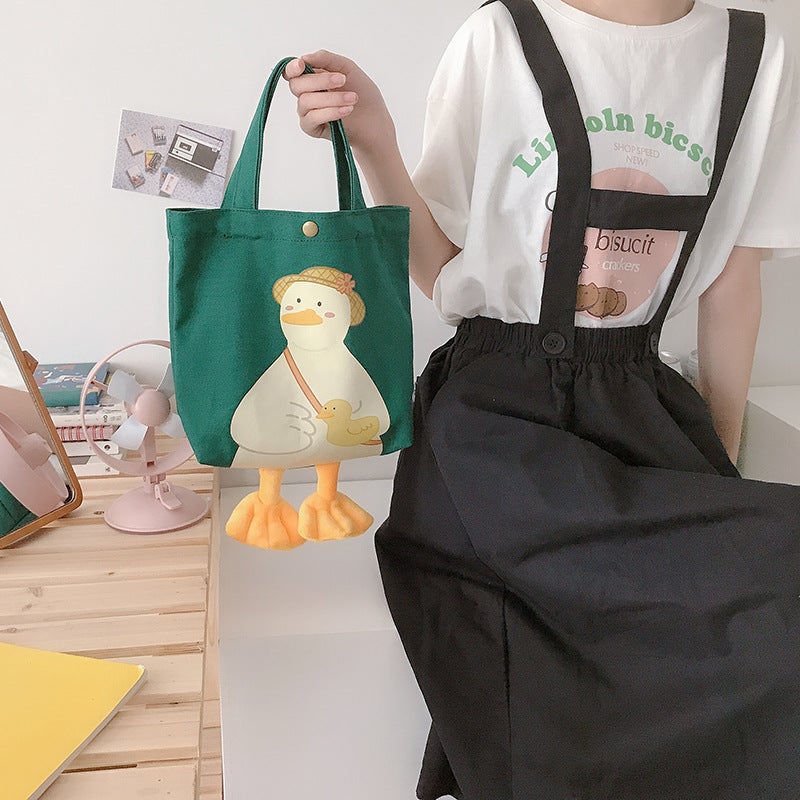 2024 Cute Chet Duck Jio Jio Canvas Bag Shoulder Bag Japanese Style Small Bag Handbag Women'S Bag - Image 5