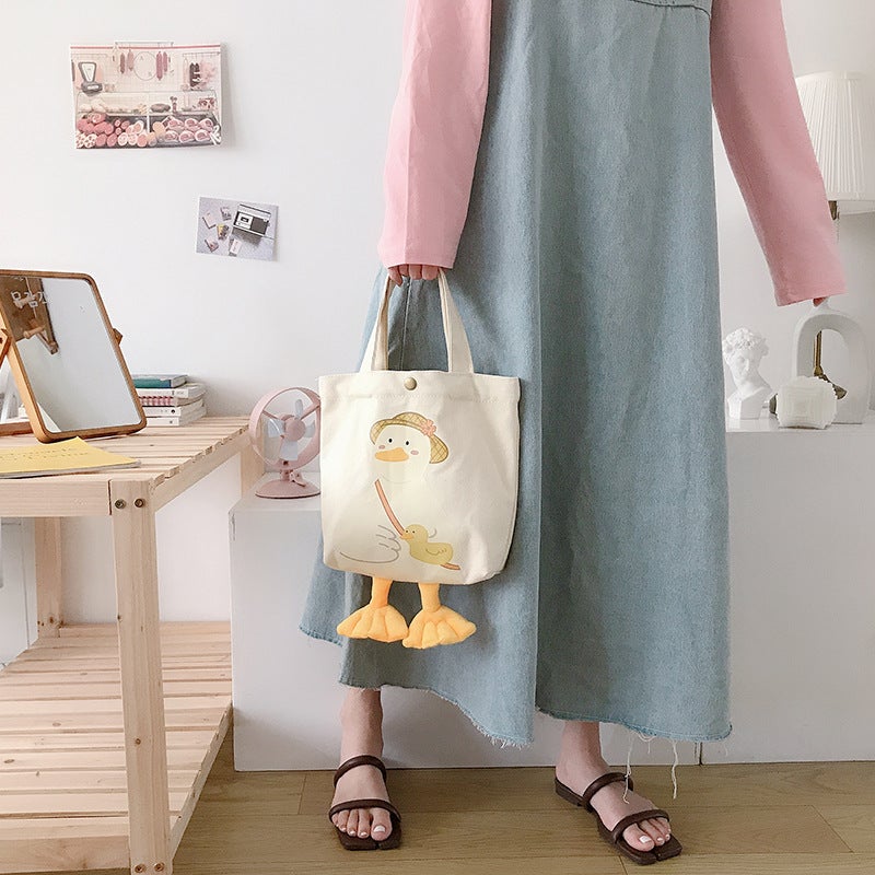 2024 Cute Chet Duck Jio Jio Canvas Bag Shoulder Bag Japanese Style Small Bag Handbag Women'S Bag - Image 1