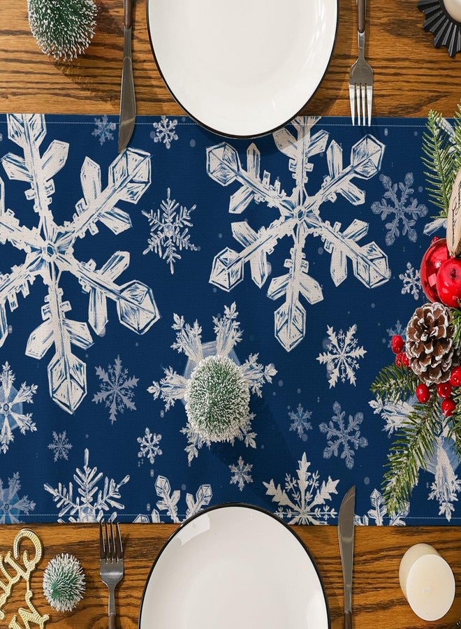 Siilues Christmas Table Runner, Snowflake Decorations Blue Christmas Runner for Table Seasonal Winter Holiday Home Party Decor Dining Table Decorations 13x72 Inch - Image 5