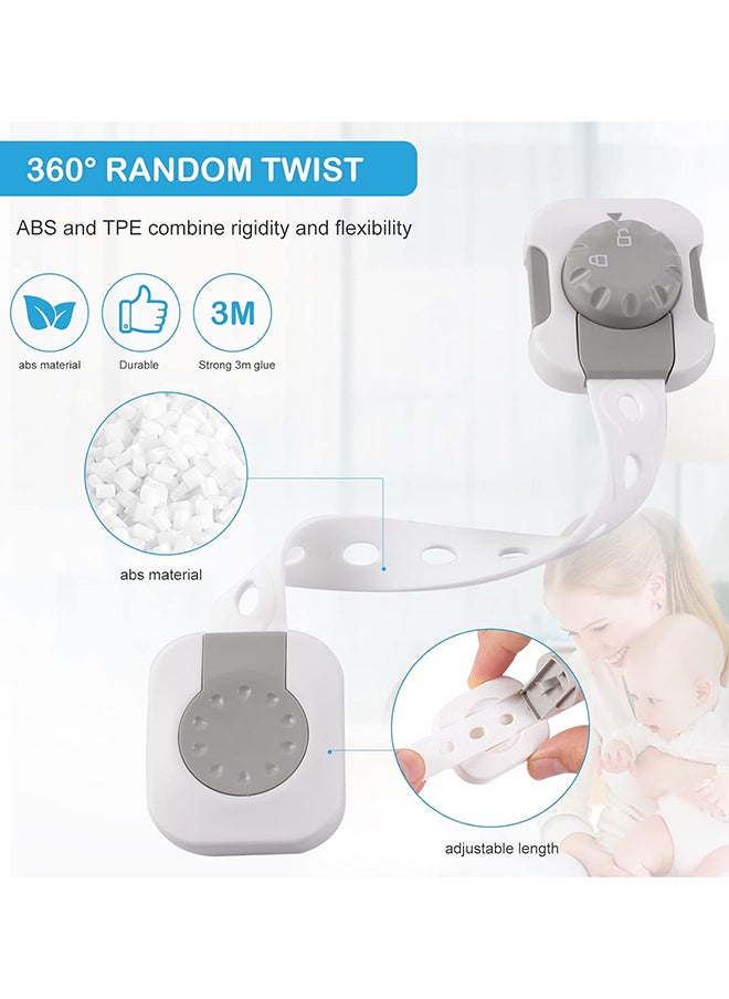 SKY-TOUCH - 6pcs Baby Safety LockChild Safety locksMultiFunctional Adjustable Double Button Baby AntiClip Latch System for Cabinets Drawers Fridge Closet Doors Etc - Image 1