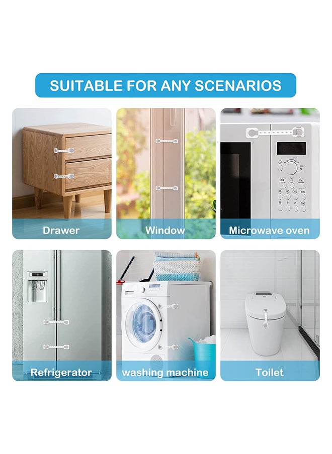 SKY-TOUCH - 6pcs Baby Safety LockChild Safety locksMultiFunctional Adjustable Double Button Baby AntiClip Latch System for Cabinets Drawers Fridge Closet Doors Etc - Image 1
