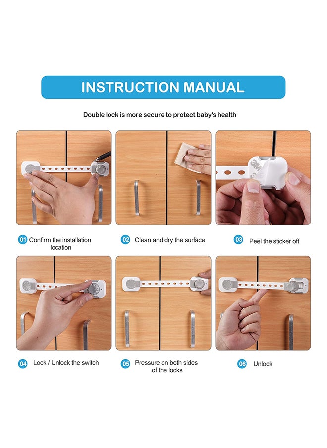 SKY-TOUCH - 6pcs Baby Safety LockChild Safety locksMultiFunctional Adjustable Double Button Baby AntiClip Latch System for Cabinets Drawers Fridge Closet Doors Etc - Image 1