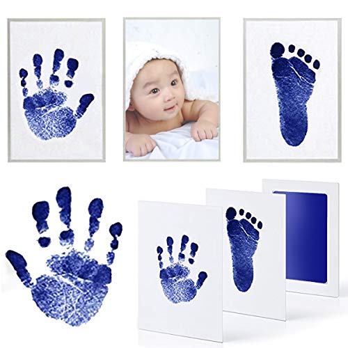 Grab Classy Safe Inkless Baby Handprint And Baby Footprint Ink Pad With Imprint Cards 100% Non-Toxic & Mess Free Safe For Newborn Baby And Toddlers (Dark Blue, 6-12 Months) - 1 Count - Image 5