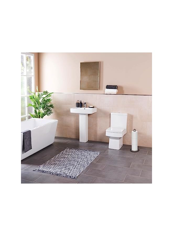 S-TOP Toilet Paper Holder Stand, Black Freestanding Toilet Paper Holder for Storing 3 Rolls of Toilet Papers (Black) - Image 2