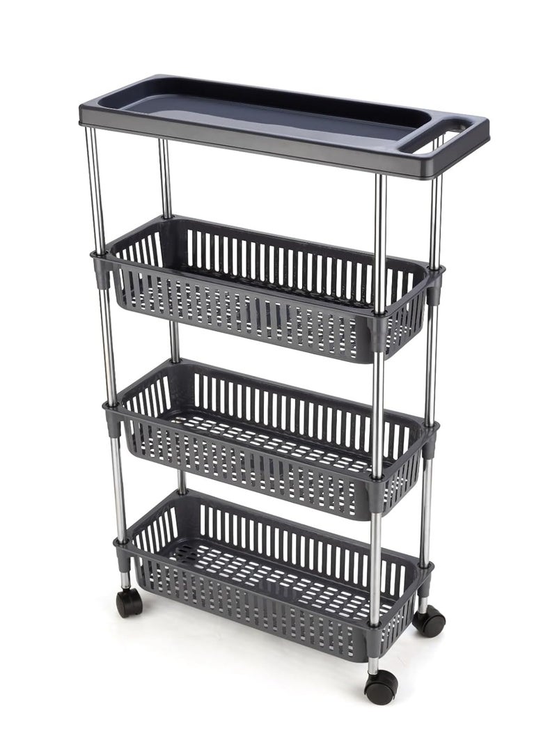 Rasvesh PlasticStainless Steel Fruit Vegetable 31 Stand Kitchen Trolley Fruit Basket Vegetable Basket Onion Potato Rack for Kitchen Vegetable Stand for Kitchen 31 Layer Rack - Image 1