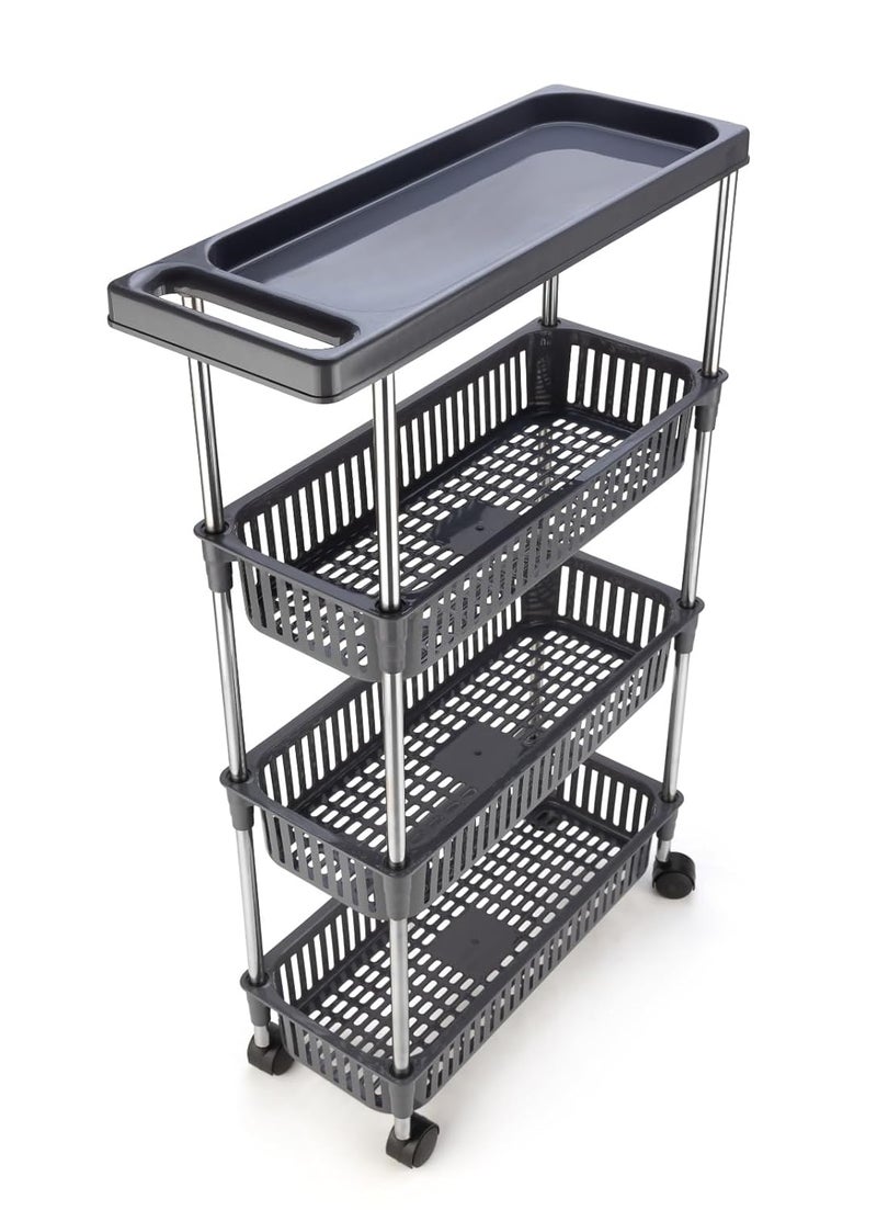 Rasvesh PlasticStainless Steel Fruit Vegetable 31 Stand Kitchen Trolley Fruit Basket Vegetable Basket Onion Potato Rack for Kitchen Vegetable Stand for Kitchen 31 Layer Rack - Image 2