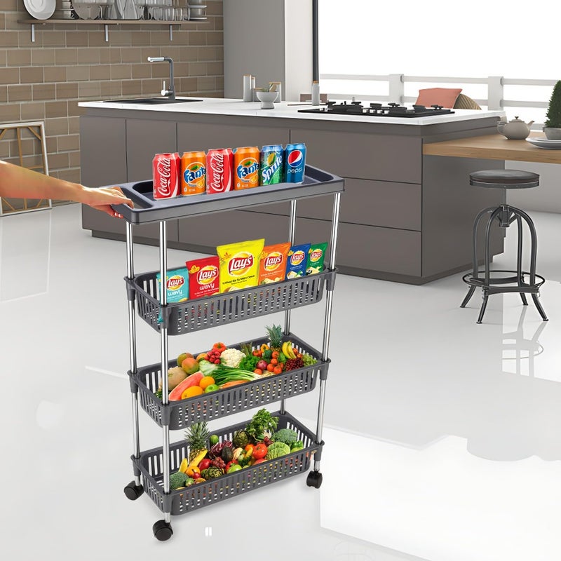 Rasvesh PlasticStainless Steel Fruit Vegetable 31 Stand Kitchen Trolley Fruit Basket Vegetable Basket Onion Potato Rack for Kitchen Vegetable Stand for Kitchen 31 Layer Rack - Image 3