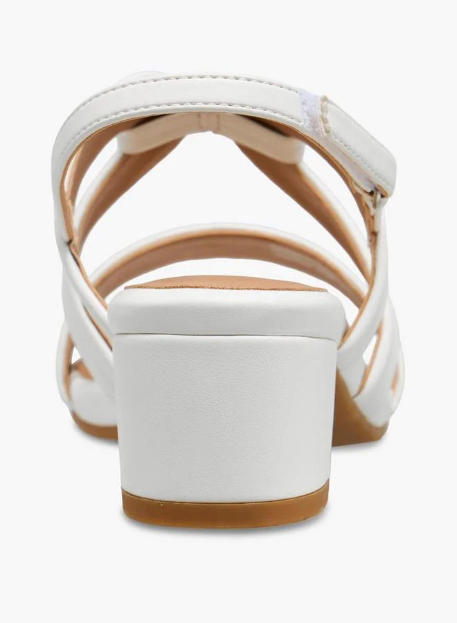 Celeste WHITE Girls Hook & Loop Block Heel Sandals for Women | Best Price UAE