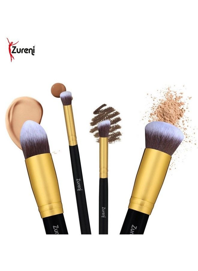 Zureni Professional Synthetic Makeup Brushes Tool Kit For Perfect Blending Face Powder Eye Shadow Concealer & Contour (10 Pcs Black)  - Image 4