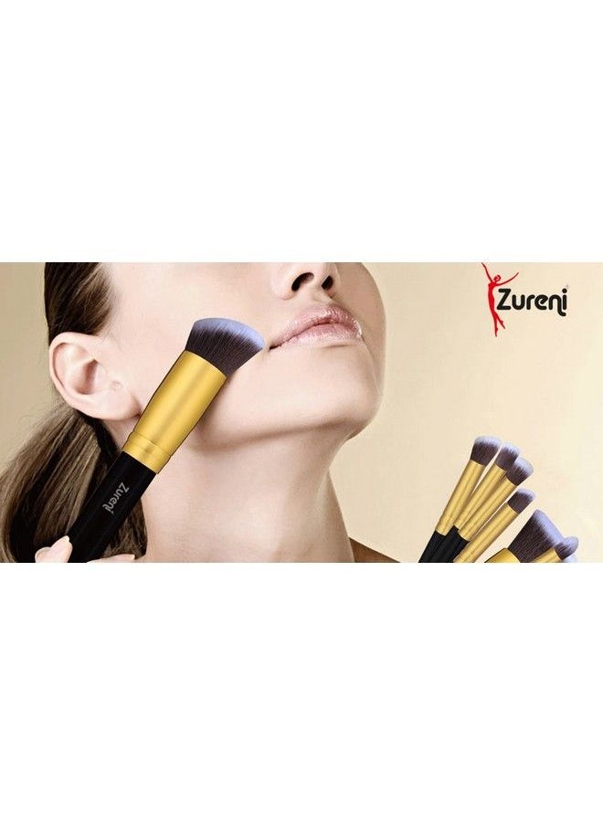 Zureni Professional Synthetic Makeup Brushes Tool Kit For Perfect Blending Face Powder Eye Shadow Concealer & Contour (10 Pcs Black)  - Image 5