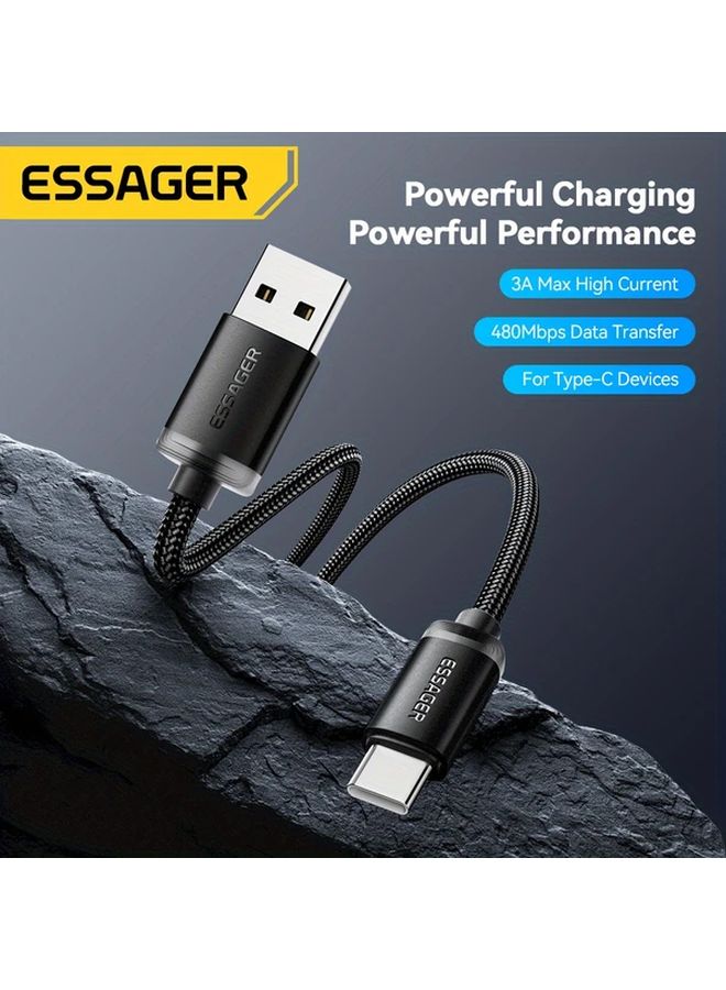 Essager 3A Fast Charging USB A To Type C Cable 118 11inch Black For iPhone 15 16 Pro Max Samsung Galaxy - Image 3