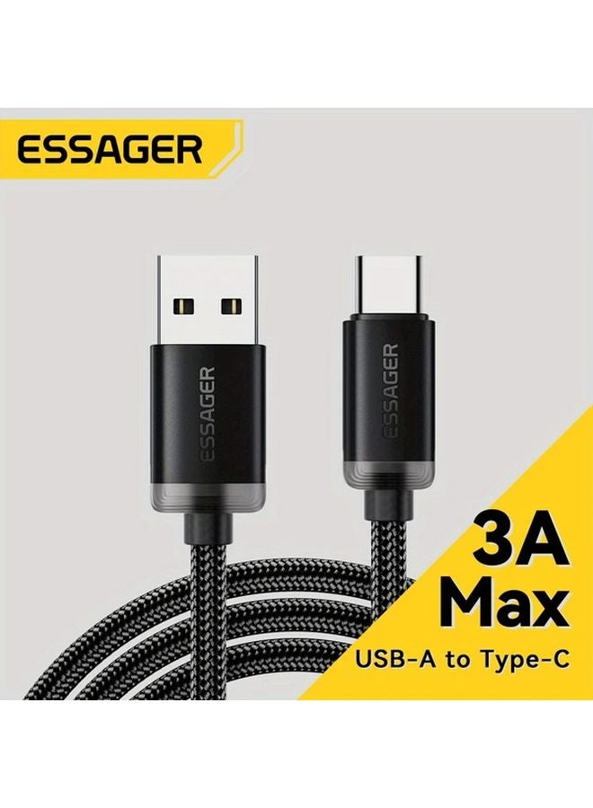 Essager 3A Fast Charging USB A To Type C Cable 118 11inch Black For iPhone 15 16 Pro Max Samsung Galaxy - Image 2