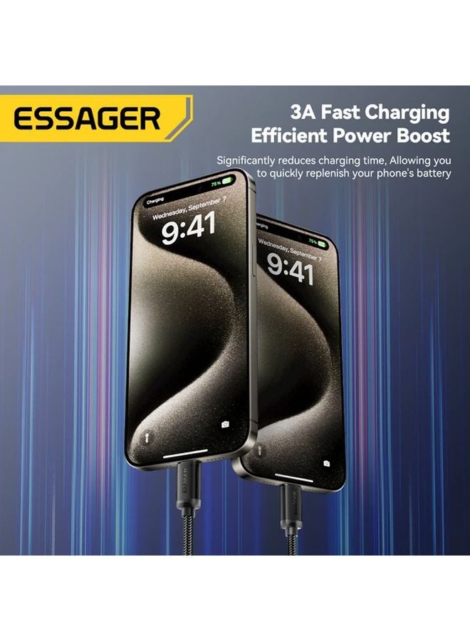 Essager 3A Fast Charging USB A To Type C Cable 118 11inch Black For iPhone 15 16 Pro Max Samsung Galaxy - Image 4