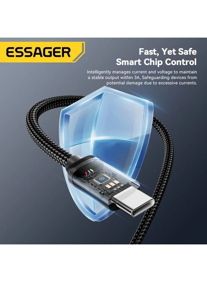 Essager 3A Fast Charging USB A To Type C Cable 118 11inch Black For iPhone 15 16 Pro Max Samsung Galaxy - Image 5