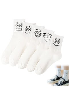Womens Girls Socks, Novelty Funny Smiley Socks, Knitted Novelty Comfy Cotton Girl Dress Funny Crew Sock Aesthetic, Smiling Face Socks