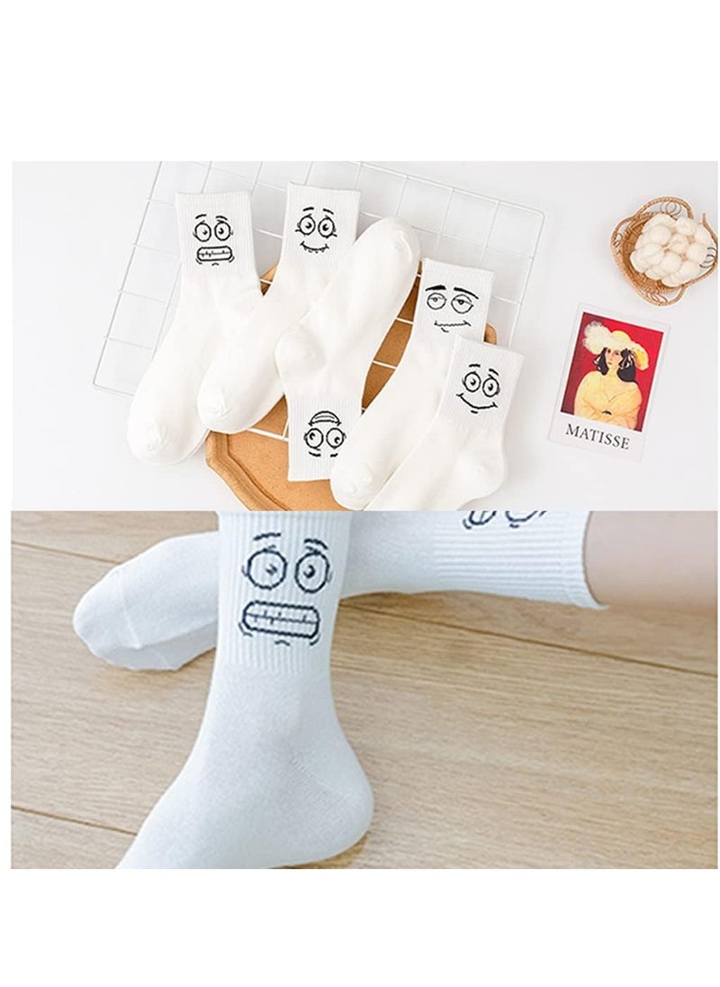 KASTWAVE - Womens Girls Socks, Novelty Funny Smiley Socks, Knitted Novelty Comfy Cotton Girl Dress Funny Crew Sock Aesthetic, Smiling Face Socks - Image 1