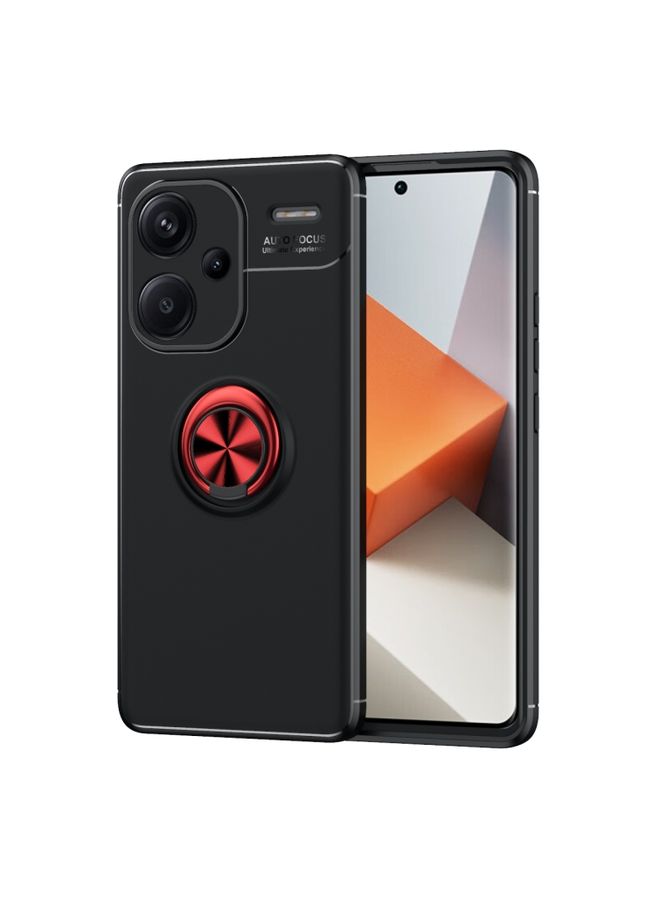 Case Cover For Xiaomi Redmi Note 13 Pro Plus Metal Ring Holder TPU Phone Case Black+Red