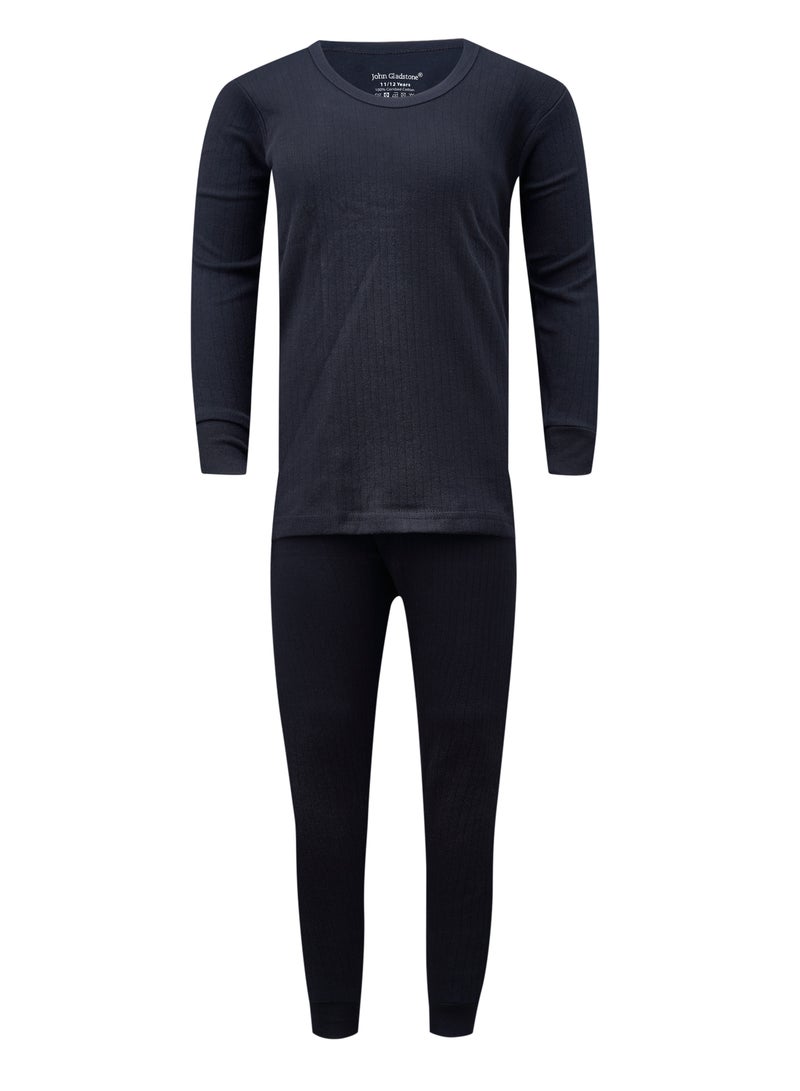 John Gladstone Boy's Cotton Interlock Thermal Set (Black) - Image 1