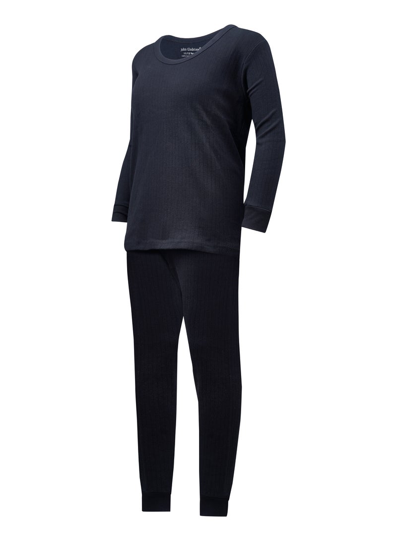 John Gladstone Boy's Cotton Interlock Thermal Set (Black) - Image 2
