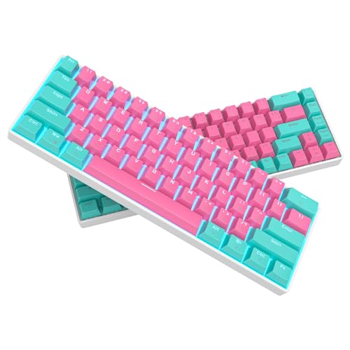 surmen 60% Percent Gaming Keyboard Mechanical with Linear Red Switch, 61-Keys Pink Mini Gaming Keyboard LED Light Backlit PBT Keycaps for Laptop, Desktop, PC Gamers (61Miami) - Image 5