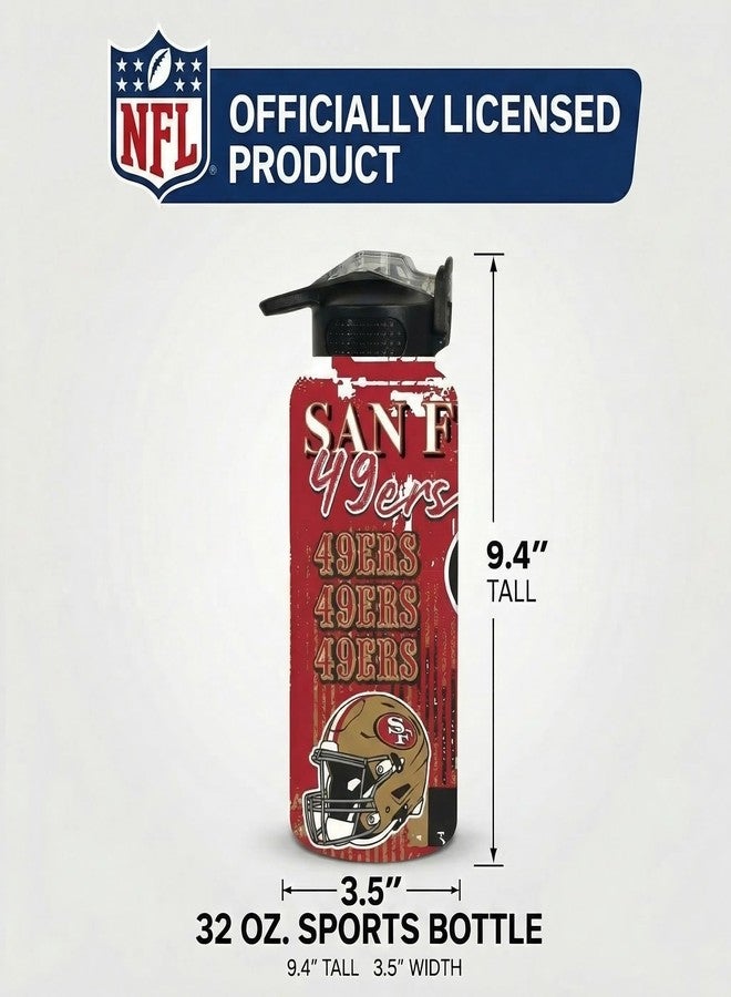 Proformance Home NFL San Francisco 49ers ProPress Homefield Mashup 32oz Stainless Steel Water Bottle, Press Top Lid - Image 2