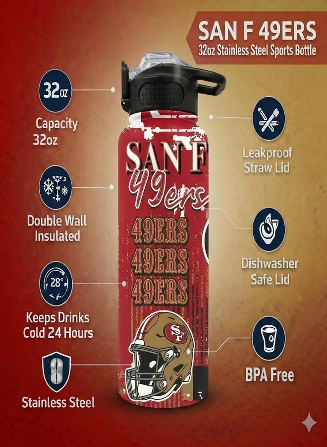 Proformance Home NFL San Francisco 49ers ProPress Homefield Mashup 32oz Stainless Steel Water Bottle, Press Top Lid - Image 3