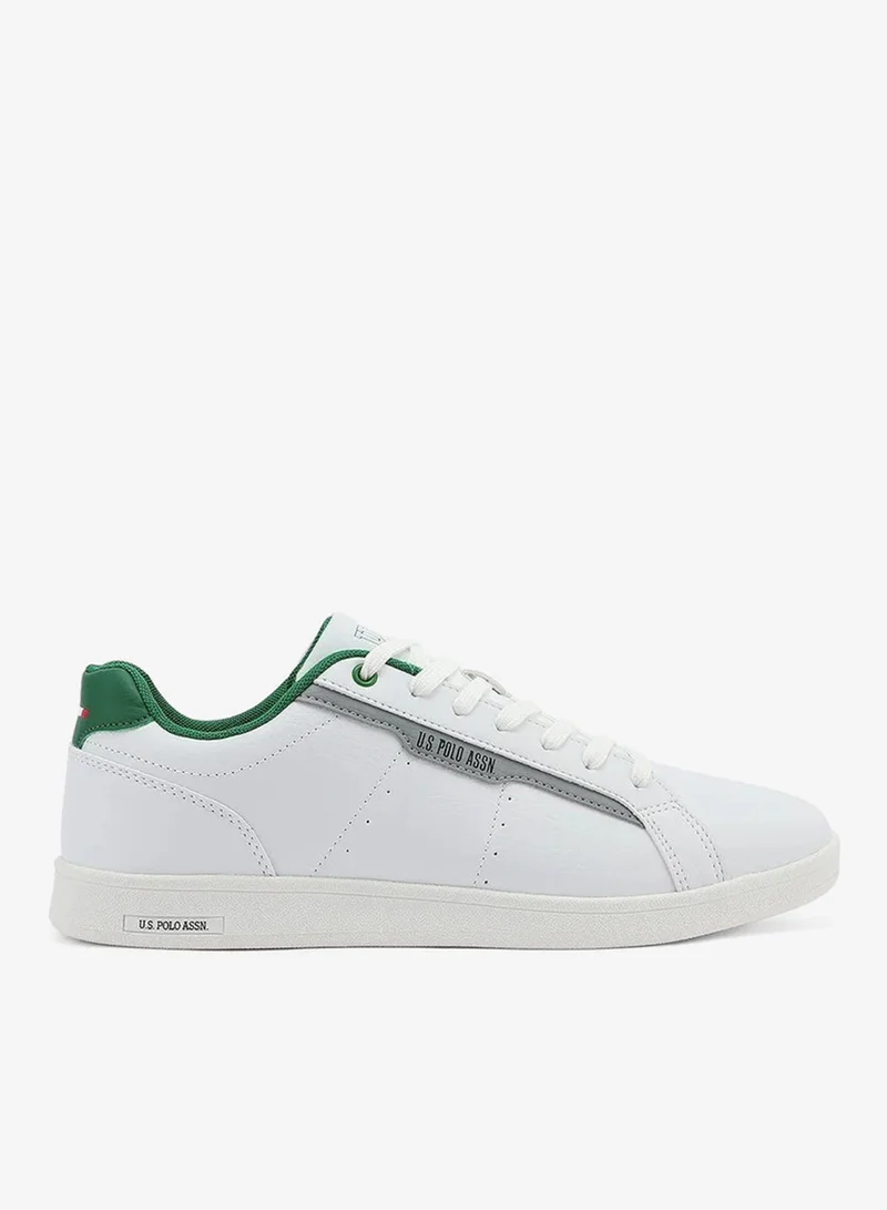 يو اس بولو اسن U.S. Polo Assn. KARTE GLB 5PR Men’s White Casual Sneakers with Green Accent | Lace-Up Low-Top Shoes