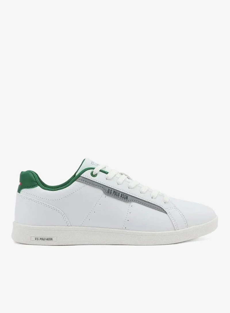 يو اس بولو اسن U.S. Polo Assn. KARTE GLB 5PR Men’s White Casual Sneakers with Green Accent | Lace-Up Low-Top Shoes