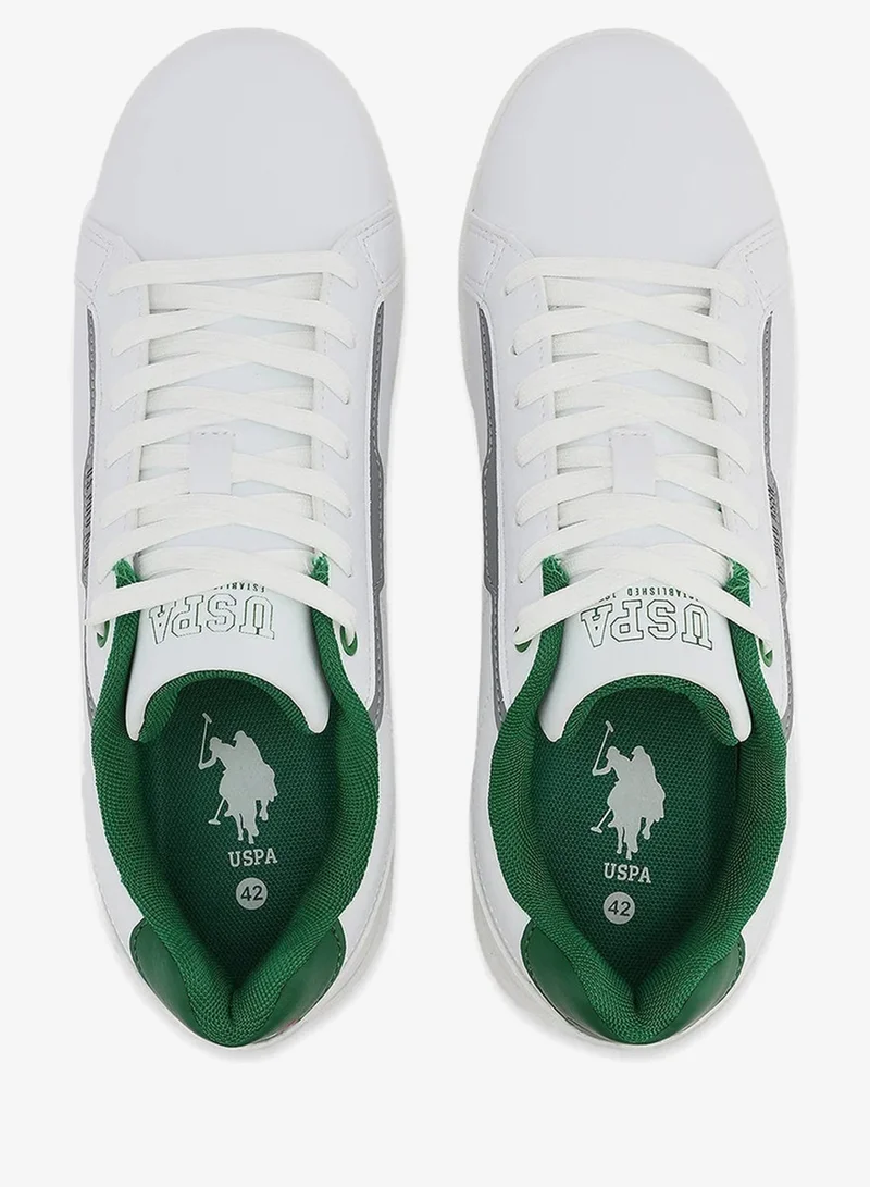 U.S. Polo Assn.  U.S. Polo Assn. KARTE GLB 5PR Men’s White Casual Sneakers with Green Accent | Lace-Up Low-Top Shoes for Men | Best Price UAE