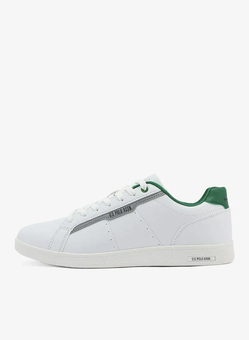U.S. Polo Assn.  U.S. Polo Assn. KARTE GLB 5PR Men’s White Casual Sneakers with Green Accent | Lace-Up Low-Top Shoes for Men | Best Price UAE