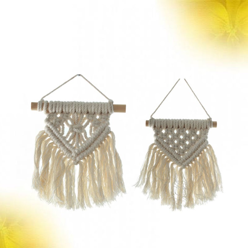 4 pcs Cotton Rope Weaving Decors Tassel Hanging Ornaments Rustic Wall Tapestry for Living Room Bedroom Dorm - Image 1