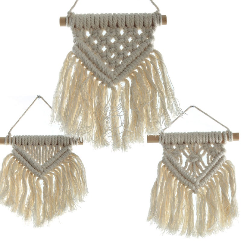 4 pcs Cotton Rope Weaving Decors Tassel Hanging Ornaments Rustic Wall Tapestry for Living Room Bedroom Dorm - Image 3
