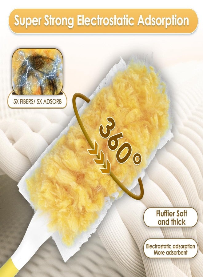 BRUVISH 30 Count Feather Duster Refills for Swiffer Dusters Handle, 360 Degree Multi-Surface Duster Refill Kit with 1 Extended Handle and 1 Short Handle, Disposable Dust Removal Brush Heads for Electronics - Image 3
