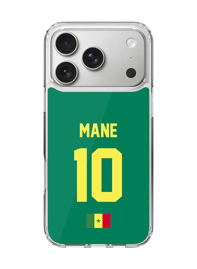 Stylizedd Classic Clear MagSafe Case for iPhone 17 Pro , Hybrid Soft Case Flexible Edges Anti Drop TPU PC Gel Thin Transparent Cover [ Designed for iPhone 17 Pro ] - Football Team - Senegal, Player Name - Mane