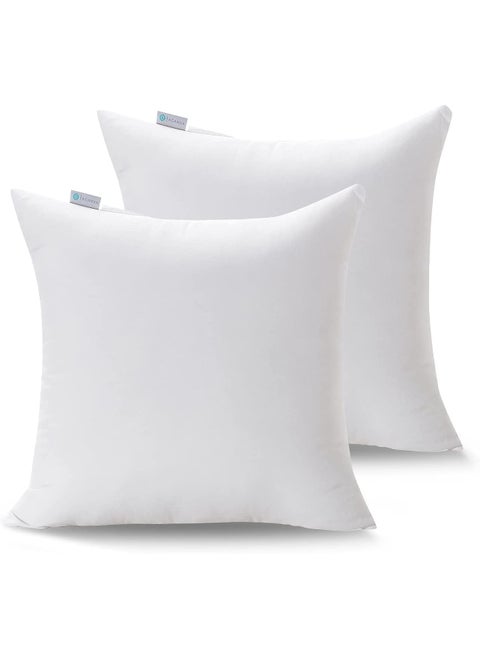 Acanva 2 Pack Square Throw Inserts for Sofa Bed Couch Soft Polyester Microfiber Filled Decorative Stuffer Pillows 18 L x 18 W White 2 Count