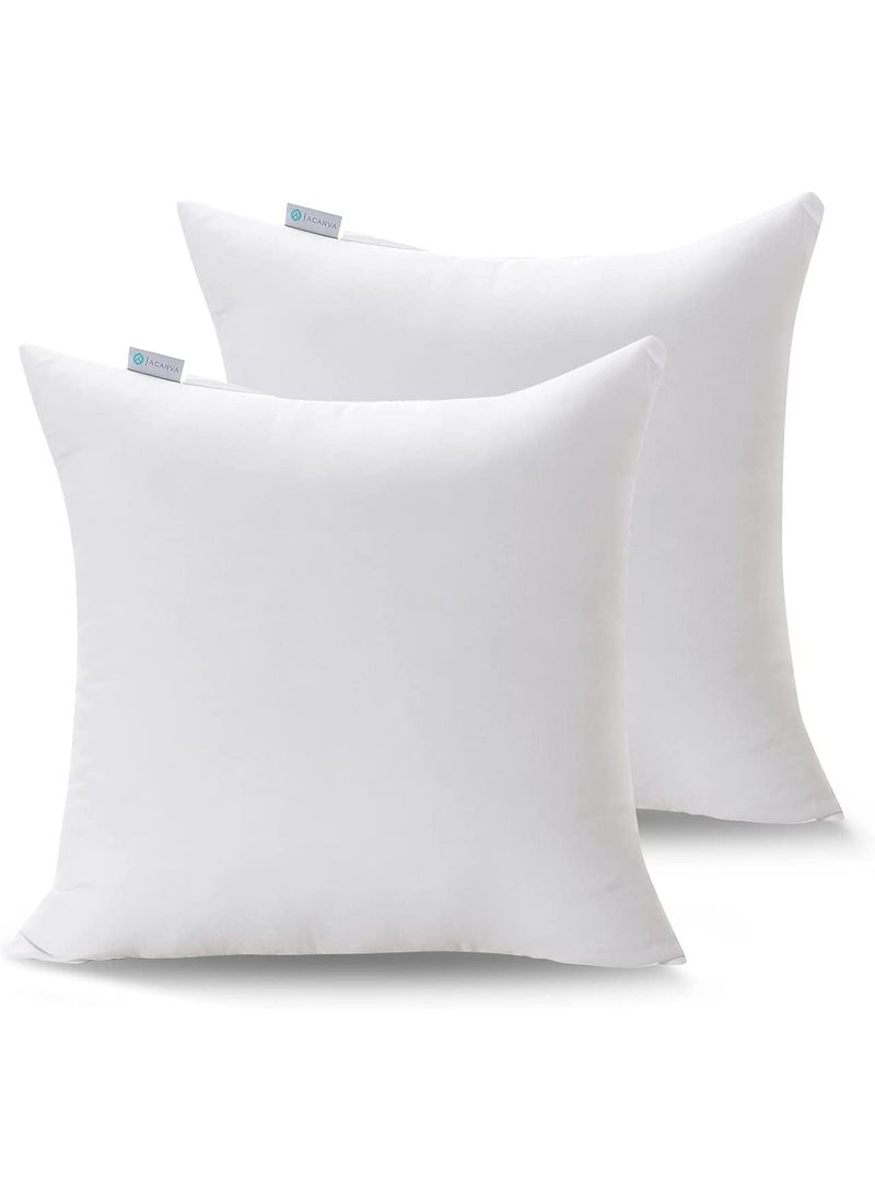 Acanva 2 Pack Square Throw Inserts for Sofa Bed Couch Soft Polyester Microfiber Filled Decorative Stuffer Pillows 18 L x 18 W White 2 Count