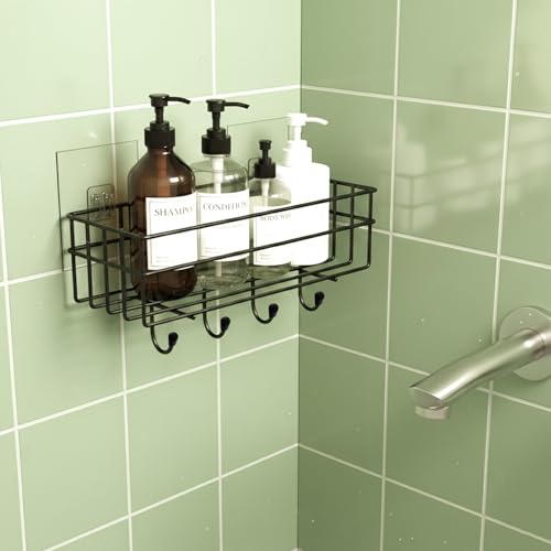 WonderStand SHELFIE + (Set of 1) | Multipurpose Bathroom Shelf Rack, GI Steel (Set of 1) with Hooks Bathroom Shelf Rack Storage Accessories Organizer - Image 1