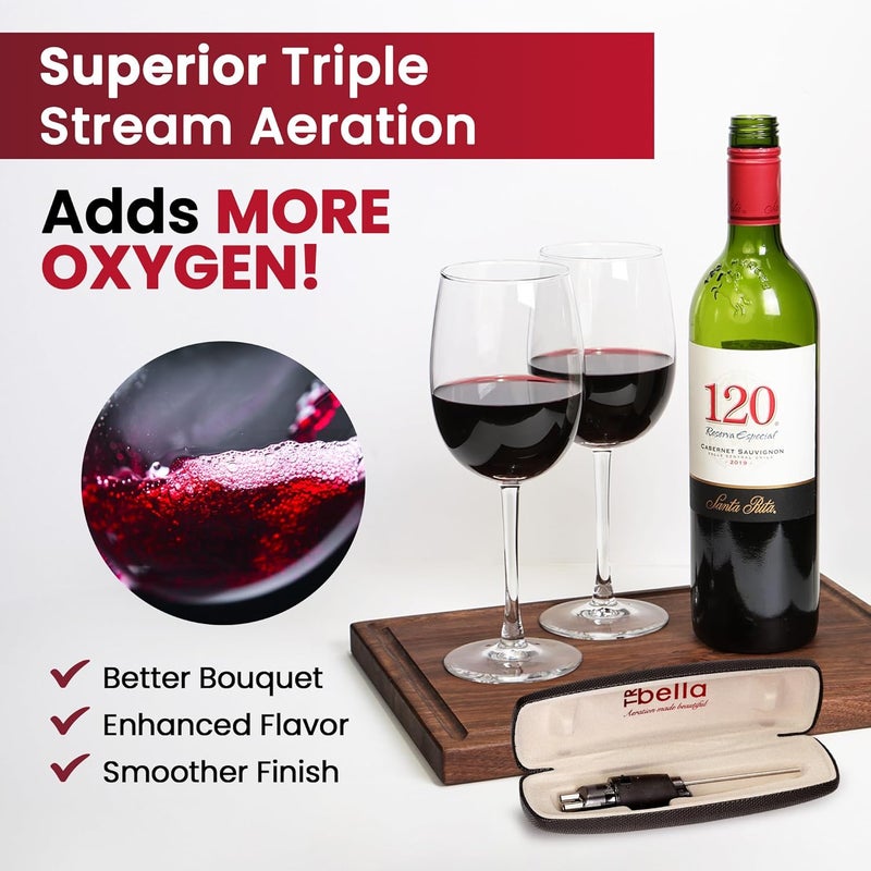 TRIBELLA Classic Wine Aerator, Multi-Stream Wine Aeration 3 Stainless Steel Spouts, Handmade Kitchen Essential, Easy Use, No-Drip Wine Pouring Accessory Gifts for Men in Easy-to-Carry Protective Gift Case - Image 5