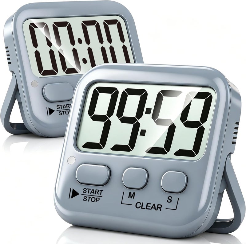 Antonki 2 Pack Digital Timer for Kids, Magnetic Countdown Kitchen Timers for Cooking, Egg, Classroom, Teacher, Exercise, Study, Oven - Battery Included - Image 1