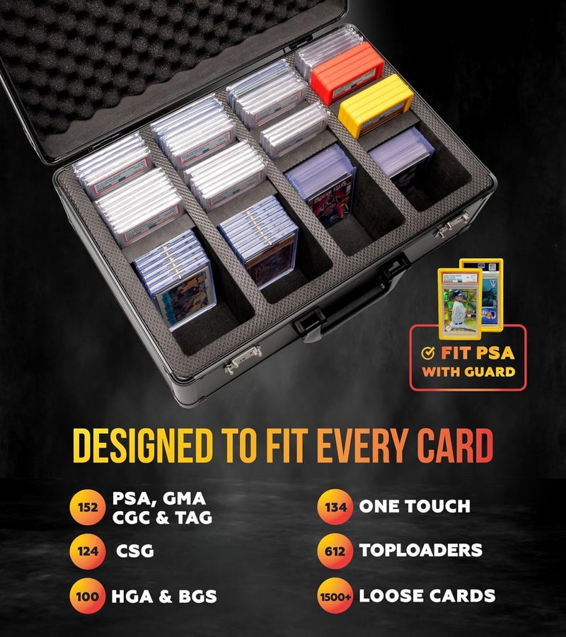 Panopply SLAB ARMOR 4 Row Graded Card Storage Box PSA Slab Case For Graded cards Hold 160+ Slabs Graded Card Case PSA Graded Card Storage Sports Baseball Card Collector Gifts TSA approved lock (BLACK) - Image 2