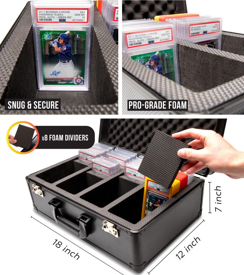 Panopply SLAB ARMOR 4 Row Graded Card Storage Box PSA Slab Case For Graded cards Hold 160+ Slabs Graded Card Case PSA Graded Card Storage Sports Baseball Card Collector Gifts TSA approved lock (BLACK) - Image 4