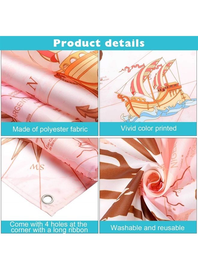 Tatuo Travel Themed Party Decorations Supplies Adventure Awaits Bon Voyage Backdrop Adventure Map Backdrop for Graduation Birthday Party Baby Shower Photo Booth Pink, 70.8 x 43.3 Inch - Image 3